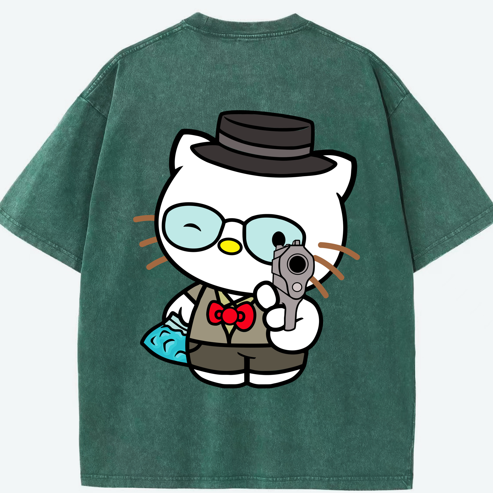 （画像用） Hello Kitty ハローキティ 綿100% ヴィンテージ風 半袖Tシャツ（背面プリント）